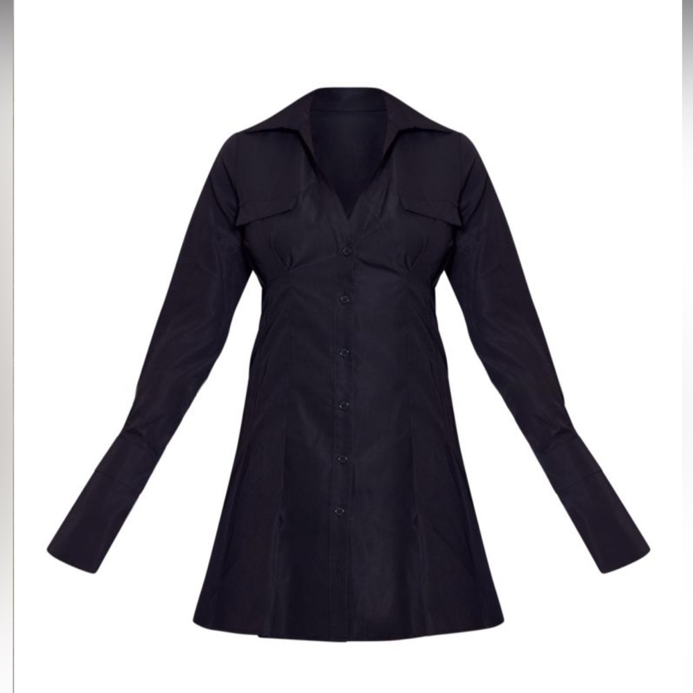 NWT Poplin Pleated Flared Sleeve Dress - Picture 5 of 5